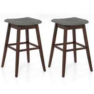 Tangkula Set of 2 Swivel Bar Stools 30" Bar Chairs w/ Padded Contoured Seat & Footrest - 1 of 4