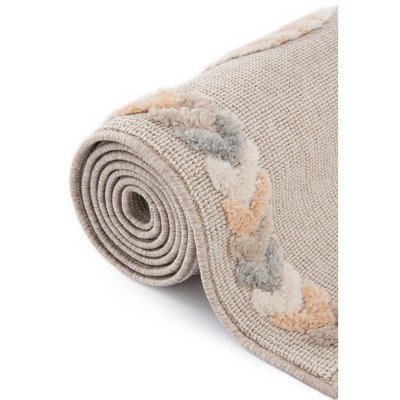 Ivory and Beige Floral Rectangular Kids Rug, 4' x 6'