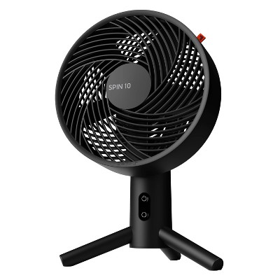 Sharper Image SPIN 10 Compact Oscillating Tabletop Fan Black: Quiet Desk Fan with Adjustable Tilt, 3 Speeds, ETL Listed