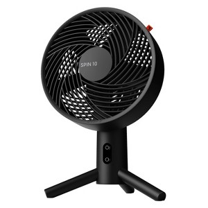 Sharper Image SPIN 10 Compact Oscillating Tabletop Fan Black: Quiet Desk Fan with Adjustable Tilt, 3 Speeds, ETL Listed - 1 of 4