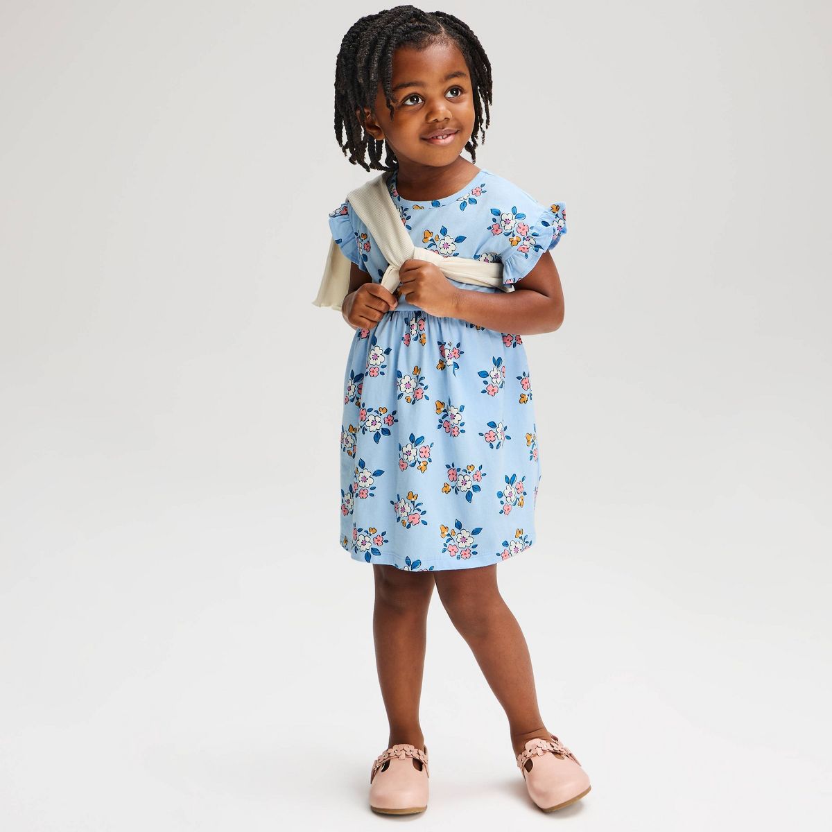 Baby & Toddler Girls' Floral Short Sleeve Dress - Cat & Jack™ Blue