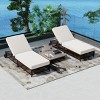 Adjustable 5-Position Rattan Outdoor Lounge Chair with Wheels, Cushions, Weather-Resistant Frame for Patio & Pool -Coolbibila - 2 of 4