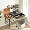 NicBex Vanity Desk with Mirror 40" Vanity Table with Mirror, Wireless Charging Station, Classic Wood Makeup Vanity with 3 Open Shelves - 2 of 4