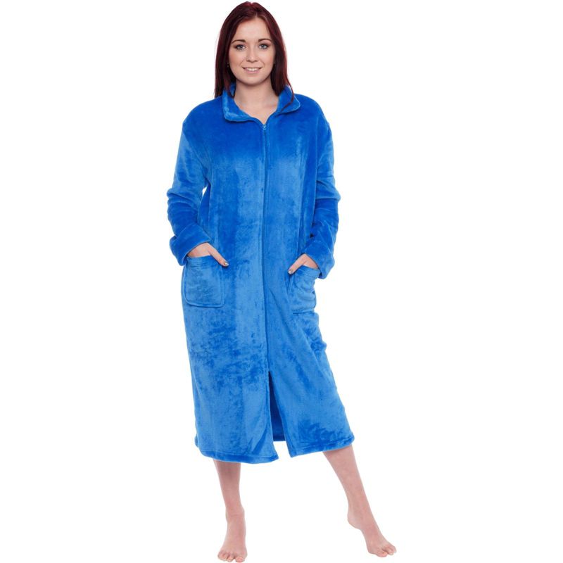 Silver Lilly - Women's Plush Zip Up Robe, 1 of 7