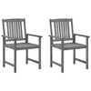 vidaXL Patio Chairs with Cushions 2 pcs Gray Solid Acacia Wood - 2 of 4
