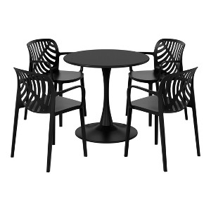 WestinTrends Playa 5-Piece Outdoor Indoor Metal Patio Dining Table Set With Stackable Patio Arm Chairs - 1 of 4