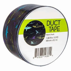 Simply Genius Pattern Duct Tape Heavy Duty, Colored Duct Tape, Single Roll 1.8 in x 10 yards, Colorful Tape for DIY (Neon Shark) - 1 of 4