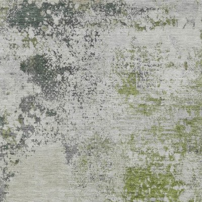 HomeRoots 10' X 14' Linen Fern Green And Beige Abstract Washable Indoor Outdoor Area Rug