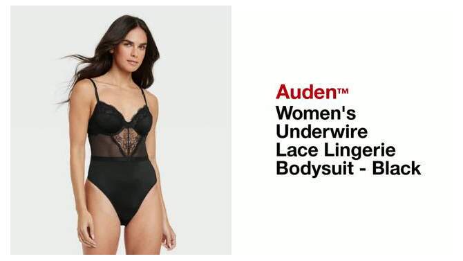 Women&#39;s Underwire Lace Lingerie Bodysuit - Auden&#8482; Black, 2 of 8, play video