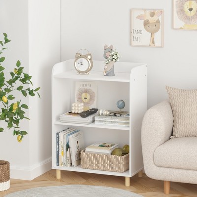 Sevobal Decorative Bookshelf Kids 3-Tier Bookcase, Children's Book Display, Bookshelf Toy Storage Cabinet Organizer, White, 20.72"*11.81"*30.7"
