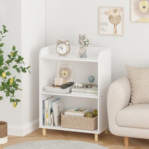 Sevobal Decorative Bookshelf Kids 3-Tier Bookcase, Children's Book Display, Bookshelf Toy Storage Cabinet Organizer, White, 20.72"*11.81"*30.7" - 1 of 4