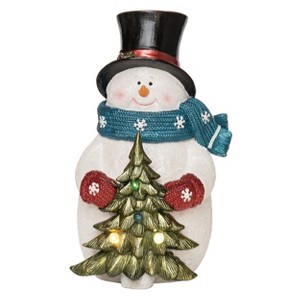 Transpac Resin 11 in. Multicolored Christmas Light Up Chunky Snowman Figurine - 1 of 2