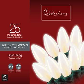 Celebrations Incandescent C9 White 25 ct String Christmas Lights 25 ft.