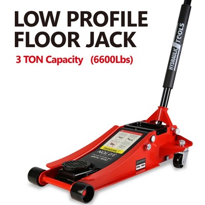 2.5-4Ton Low Floor Jack, Steel Racing Floor Jack With Dual Pistons Quick Lift Pump, Floor Jack Lifting Range 4"-21", 2.5-4TonCapacity, Fits Most Cars