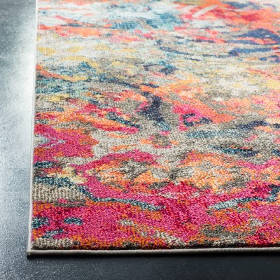 Colorful Abstract Blue and Orange Synthetic Area Rug