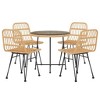 vidaXL Garden Dining Set Black Poly Rattan Medium Tough - Brown - 3 of 4