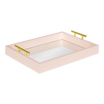 Kate and Laurel Lipton Tray, 16.5x12.25, Pink Mirror
