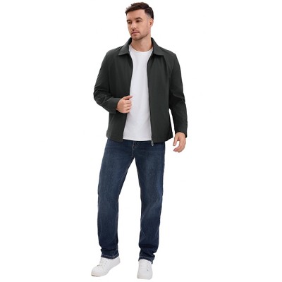 Мужские куртки INSPIRE CHIC Men's Lapel Full Zip Up Solid Color Casual Lined Jacket Medium Red — фото 5