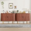47" Fluted Sideboard Buffer Cabinet with Sliding Doors, Modern Wood Accent Storage Cabinet with Adjustable Shelves - 3 of 4