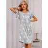 cheibear Women's Pleated Front Short Sleeve Nightgowns House Dress Nightshirt - 2 of 4