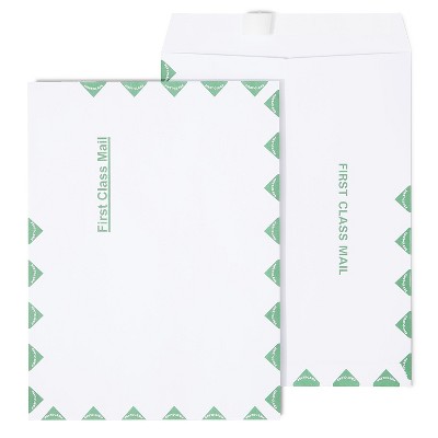 Staples First Class Catalog Envelopes 9"L x 12"H White and Green 100/BX 486929