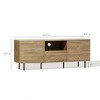 LuxenHome Mid-Century Modern Wave 2-Door 1-Drawer TV Stand with Metal Legs Brown - 3 of 4