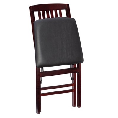 Espresso Finish Mission Back Faux Leather Folding Chair Set