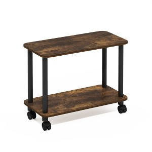 Furinno Turn-N-Tube Modern Rectangle End Table, Side Table with Casters, Amber Pine/Black - 1 of 1