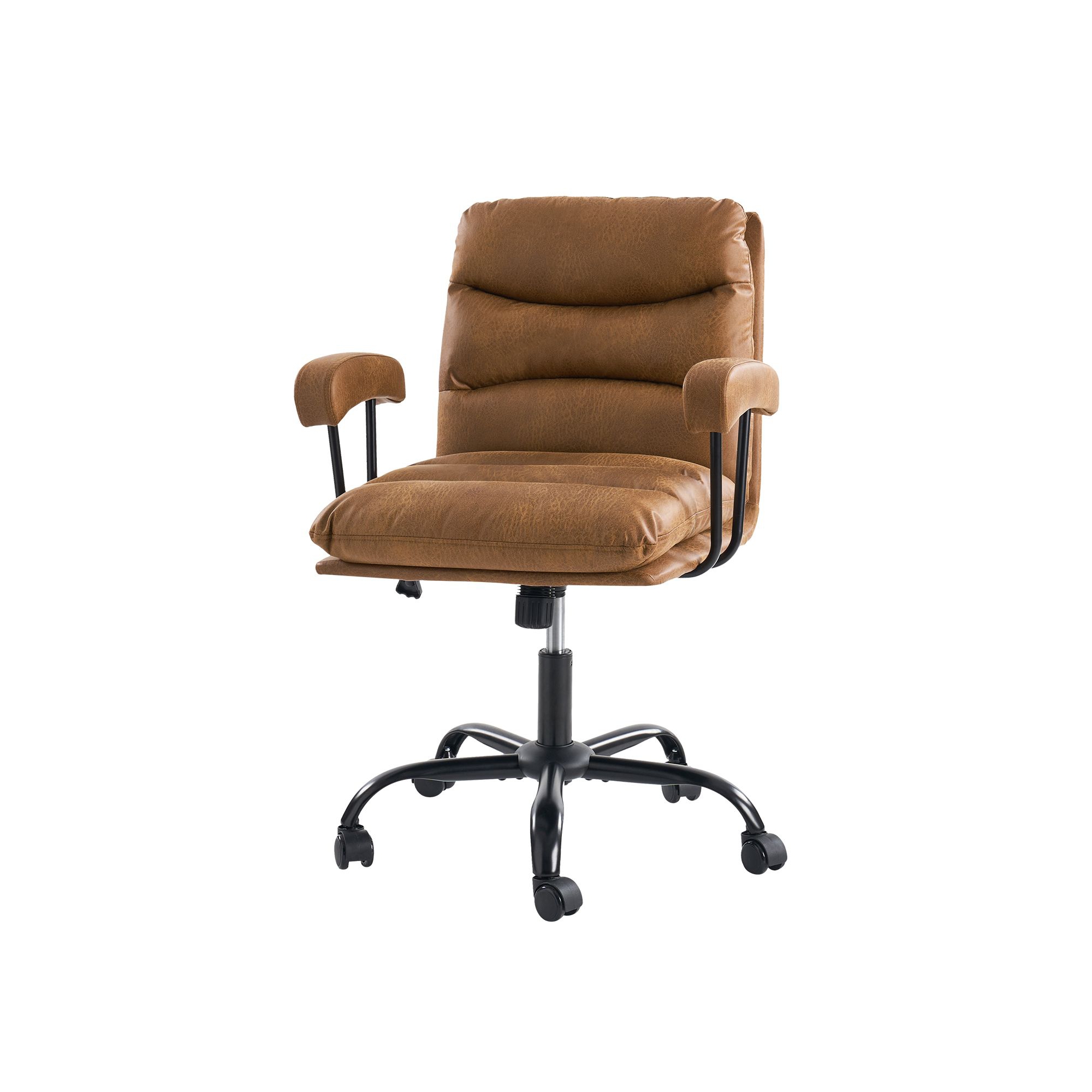Barnaby Modern Faux Leather Swivel Office Chair with Casters|HULALA HOME-CAMEL