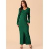 Seta T Women's Elegant Long Sleeve Round Neck Slit Hem Knit Maxi Dress - 3 of 4