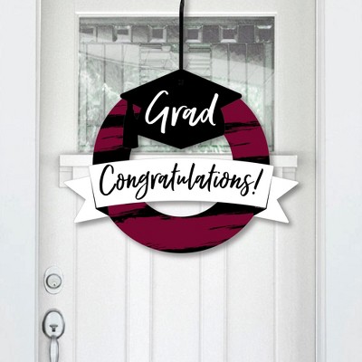 Big Dot of Happiness Maroon Grad - Best is Yet to Come - Outdoor Burgundy Graduation Party Decor - Front Door Wreath