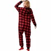 Joyfy Christmas Pajamas, Adult  Fleece Buffalo Plaid Full Zipper Jumpsuit, Christmas Hoodie Pajamas for Women-L - 3 of 4
