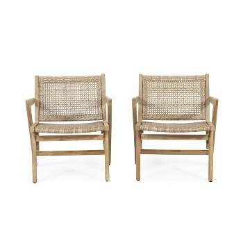 2pk Baxton Outdoor Wicker Club Chairs Light Brown/Brown - Christopher Knight Home