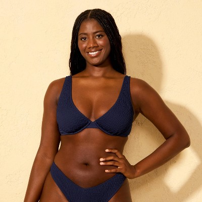 Wild Fable Women's Smocked Underwire Bikini Top - Wild Fable™ Navy Blue M — фото 4