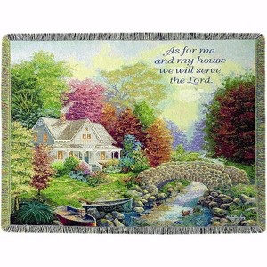Manual Woodworkers and Weavers Autumn Tranquility BOE Verse Tapestry Throw Blanket 50"x60", Cotton, Nature-Inspired Inspirational Decor - 1 of 3