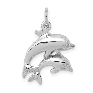 Black Bow Jewelry 14k White Gold Mother and Baby Dolphin Charm - 1 of 4