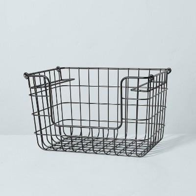 Large Stacking Wire Storage Basket Matte Black - Hearth &#38; Hand&#8482; with Magnolia