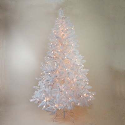 Northlight 7.5' Prelit Artificial Christmas Tree Sparkling White Alaskan Pine - Clear Lights