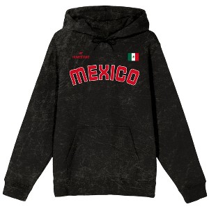 Homestand Mexico Text & Flag Adult Black Long Sleeve Hooded
