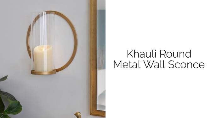 Kate and Laurel Khauli Round Metal Wall Sconce, 2 of 9, play video