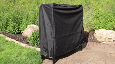 Sunnydaze Black Steel 8-Foot Firewood Log Rack with Cover