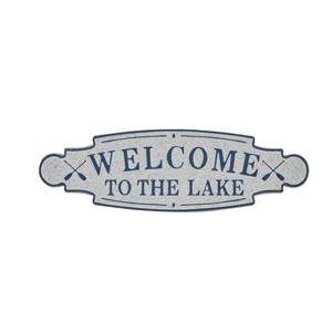 Metal Sign Welcome To the Lake Wall Decor Blue - Olivia & May: Iron Construction, Nautical Theme, Indoor/Outdoor - 1 of 4