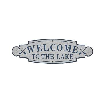 Metal Sign Welcome To the Lake Wall Decor Blue - Olivia & May