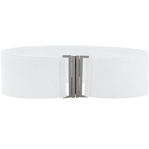 INSPIRE CHIC Women's Metal Interlock Buckle Stretchy Fashion Vintage Elastic Waist Belts 1 Pc - 1 of 4