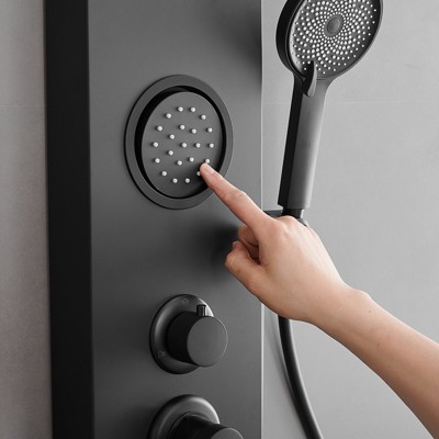 Matte Black 60.55'' Shower Panel with Adjustable Rainfall Shower Head
