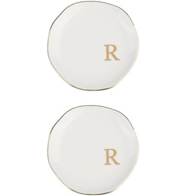 Unique Bargains Ceramic Decorative Jewelry Tray White 2 Packs