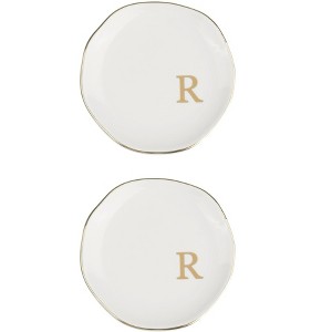 Unique Bargains Ceramic Decorative Jewelry Tray White 2 Packs - 1 of 4