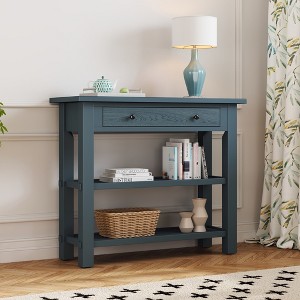 TIRAMISUBEST Entryway Table with Storage, Retro Console Table Sofa Table with 1 Large Drawer and 2 Sturdy Shelves for Entryway, Living Room - 1 of 4