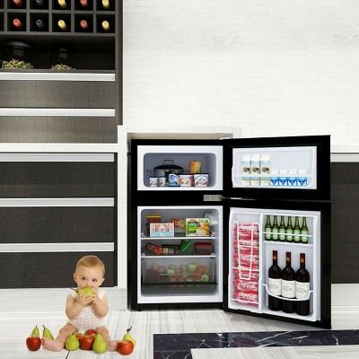 Costway 3.2 Cu Ft Compact Gray Refrigerator with Freezer
