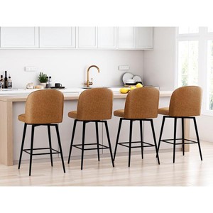 Dyonery Swivel Bar Stool with Back Support & Footrest, 26.9" Counter Height Kitchen Island Stools for Dining & Home Bar - 1 of 4